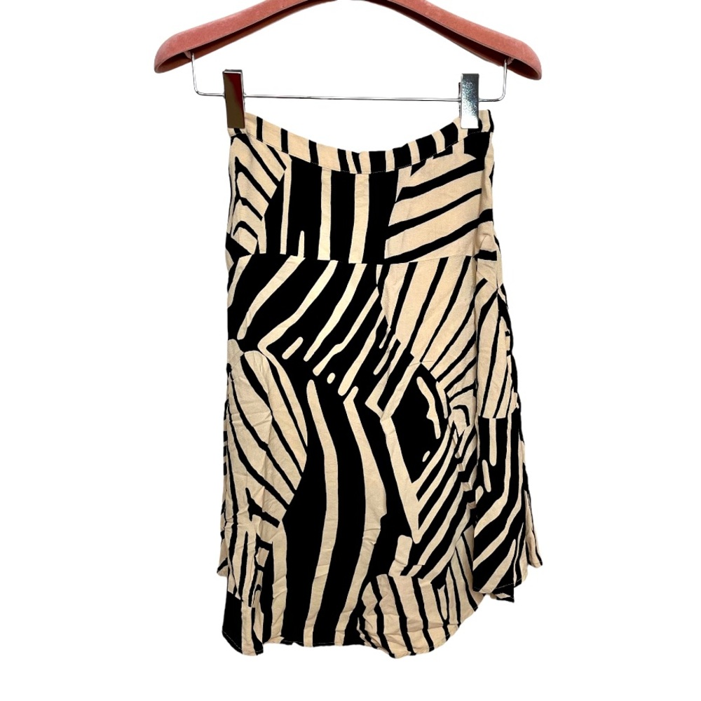 Anthropologie Maeve Graphic Print Skirt Cream Black Size 4 XS